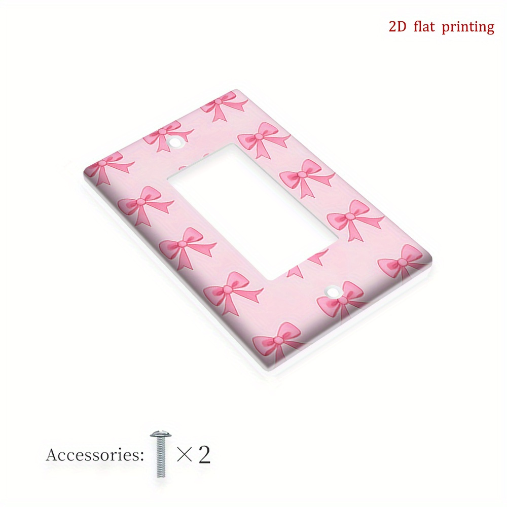 TEMU 1pc 2d Flat Printing Pink Bow Repeating Pattern Wall Plate Decor,decorative Light Switch Cover,no Electricity And Battery,various Installation