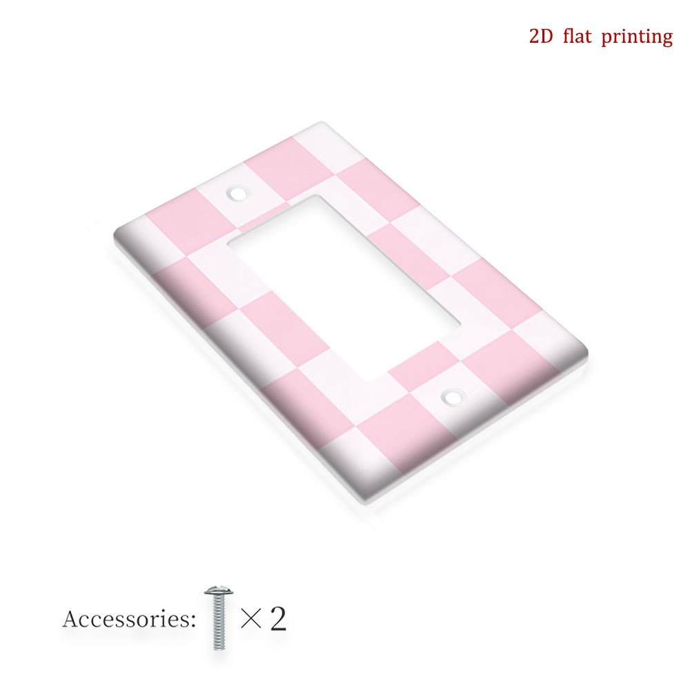 TEMU 1 pièce Couverture d'interrupteur à motif carreaux rose en impression 2D plate pour usage intérieur ou extérieur dans et , 2D plate