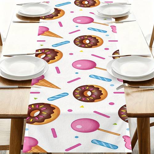item picture 1pc of table cover candy dessert background 100 polyester rectangular kitchen tablecloth indoor decoration home decor suitable for kitchen dining and coffee