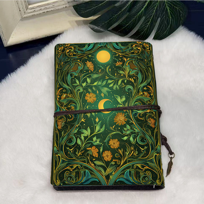 TEMU A Handcrafted A6 Vintage Notebook With A Tie Closure, Featuring 160 Pages. An Birthday Present For A Friend In A Book Club, With Prints Of The