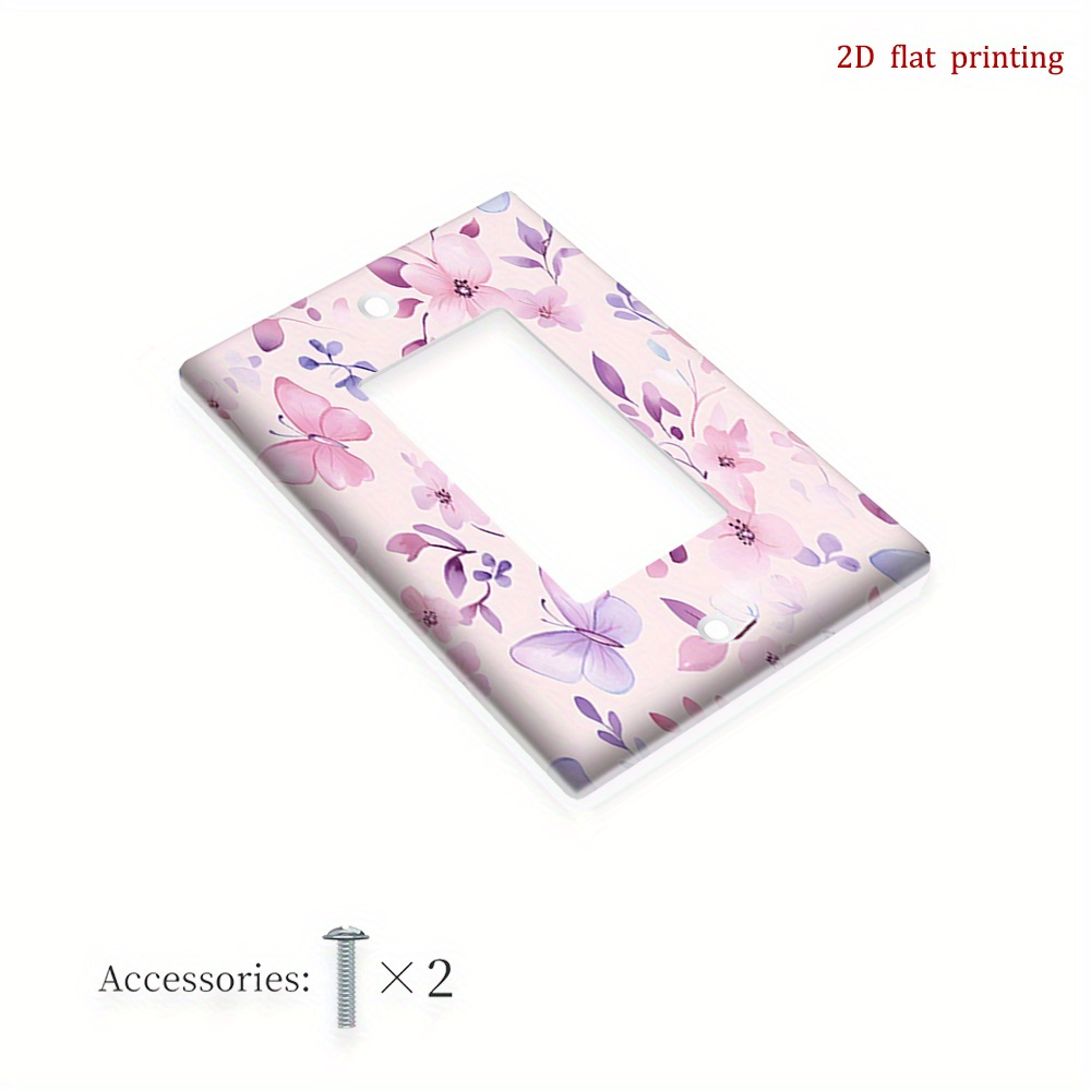 TEMU 1pc 2d Flat Printing Pastel Watercolor Butterflies Wall Plate Light Switch Cover,decorative Outlet Wall Plate, Home Bedroom Kitchen Essentials