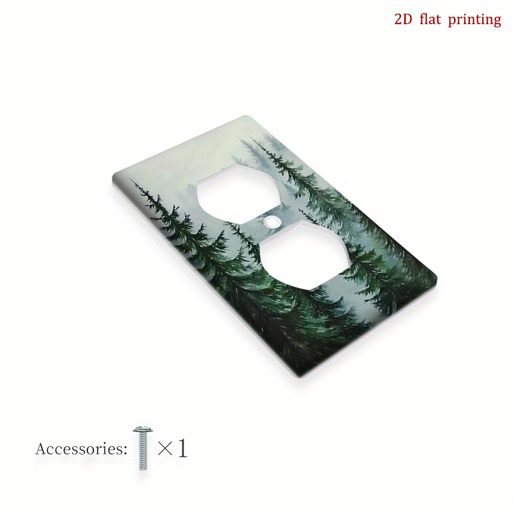 TEMU 1pc [Impression Plate 2D Plateau Plat] Cache-plaque de Commutateur Forêt de Pins Brumeux, Plaque Murale Robuste et Facile à Installer, Améliorez