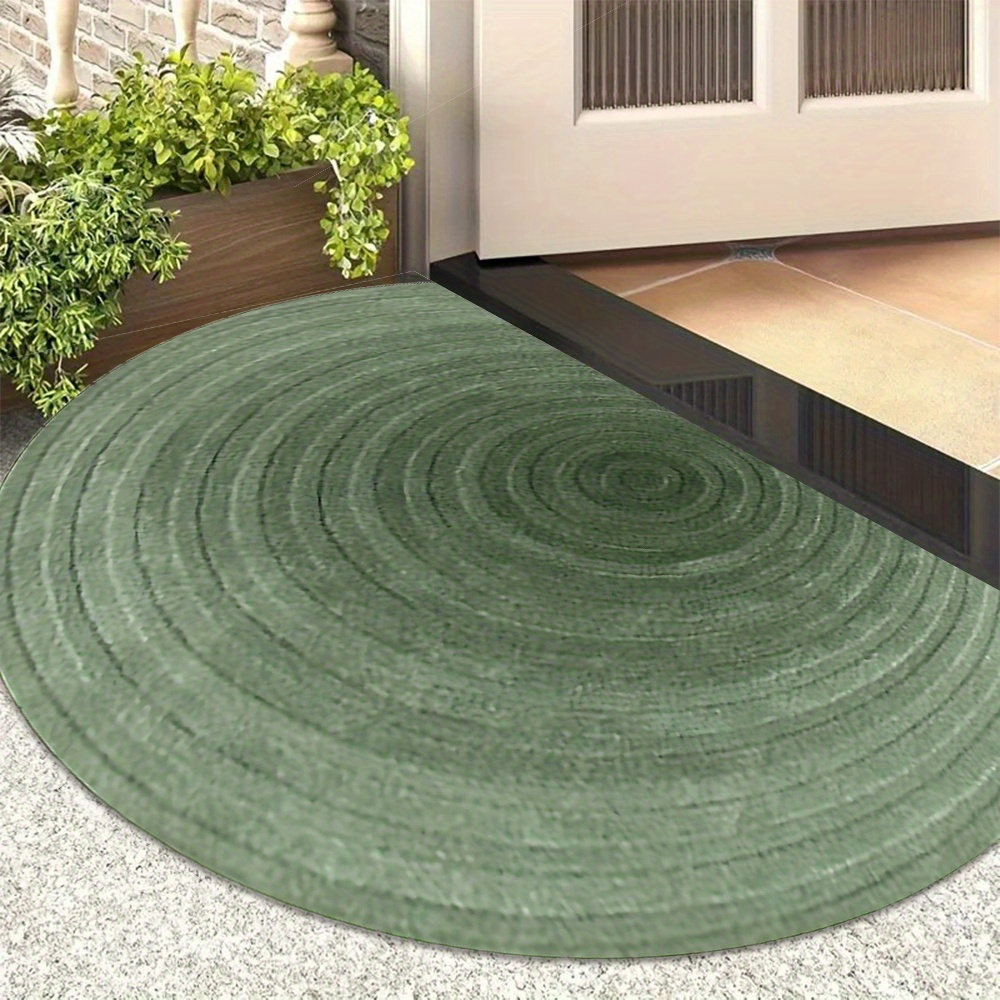 E-shop 1 Stück 2D Flache Abstrakte Spirale Bedruckte Halbrunde Türmatte – Rutschfeste Unterseite, mit Grün-Grauem Spiraldesign, Nur Handwäsche für