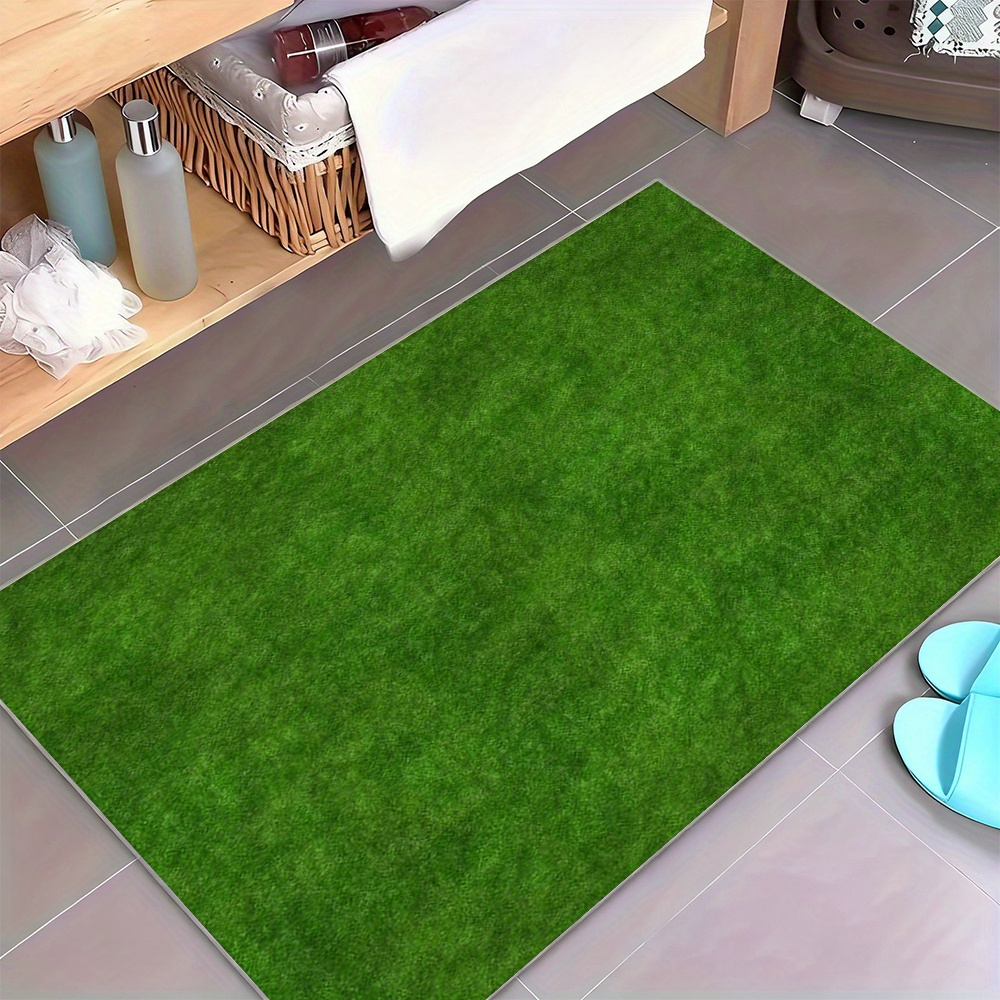 TEMU 850 Grams Per Velvet With A Non-slip Plastic Backing, Machine Washable Soft Carpet In Solid Green Color, Featuring A Minimalist With A Delicate