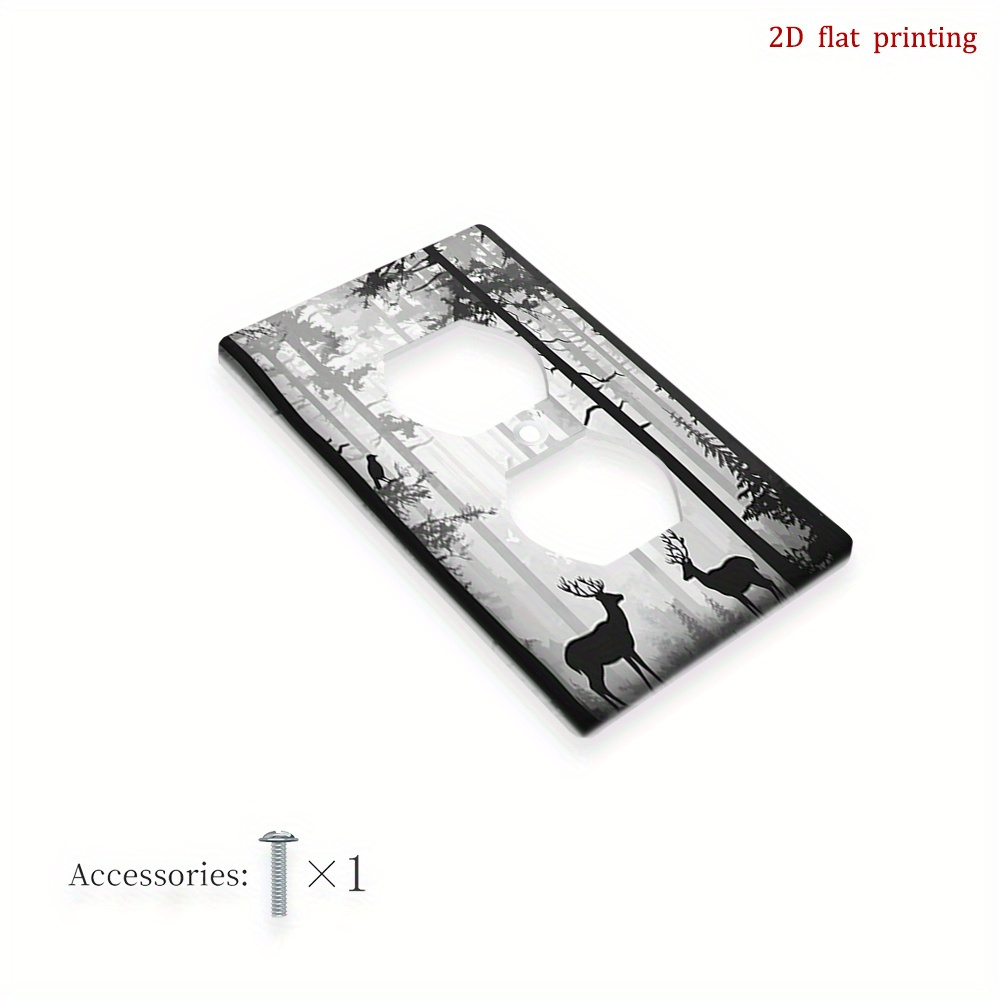 TEMU 1 pièce Plaque d'interrupteur imprimée 2D Cerf , Plaque murale décorative abstraite pour cuisine salle de bain décoration maison, 2D Plat