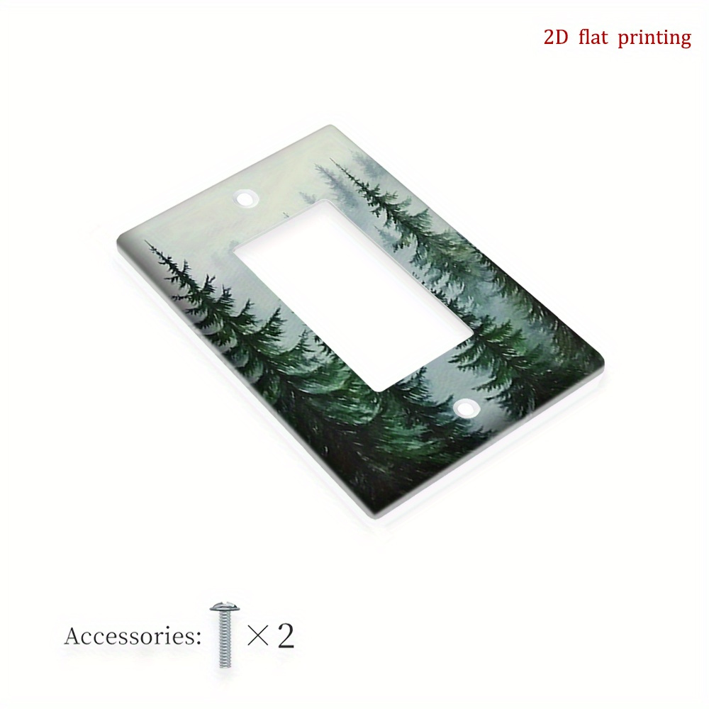 TEMU 1pc [Impression Plate 2D Plateau Plat] Cache-plaque de Commutateur Forêt de Pins Brumeux, Plaque Murale Robuste et Facile à Installer, Améliorez