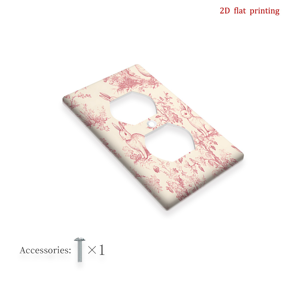 TEMU 1pc [Impression Plate 2D] Cache-Interrupteurs et Prises Décoratives avec Motif Floral Lapin , Décoration d'Intérieur Élégante, Accessoires de