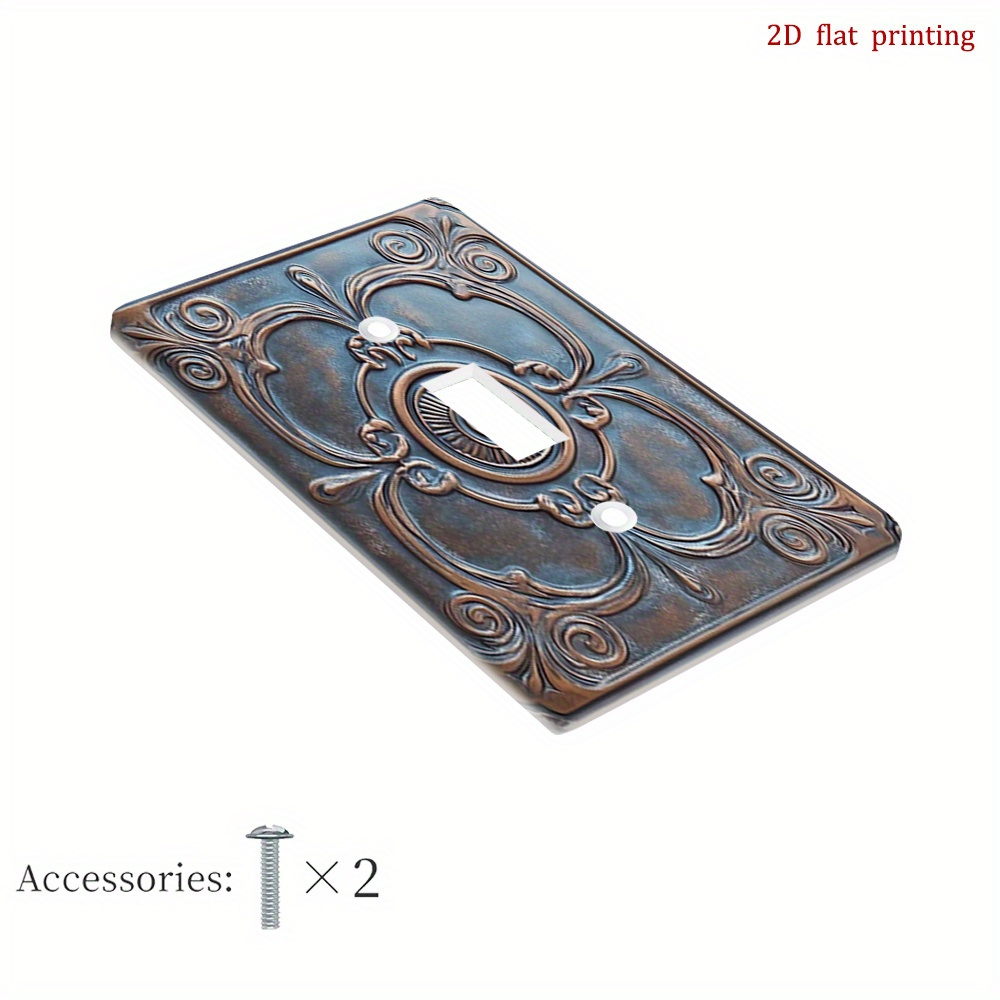 TEMU 1pc 2d Flat Printing Floral Ornate Pattern Light Switch Plates Outlet Covers,decorative Wall Plate Receptacle Decorate Plug Cover,for Bathroom