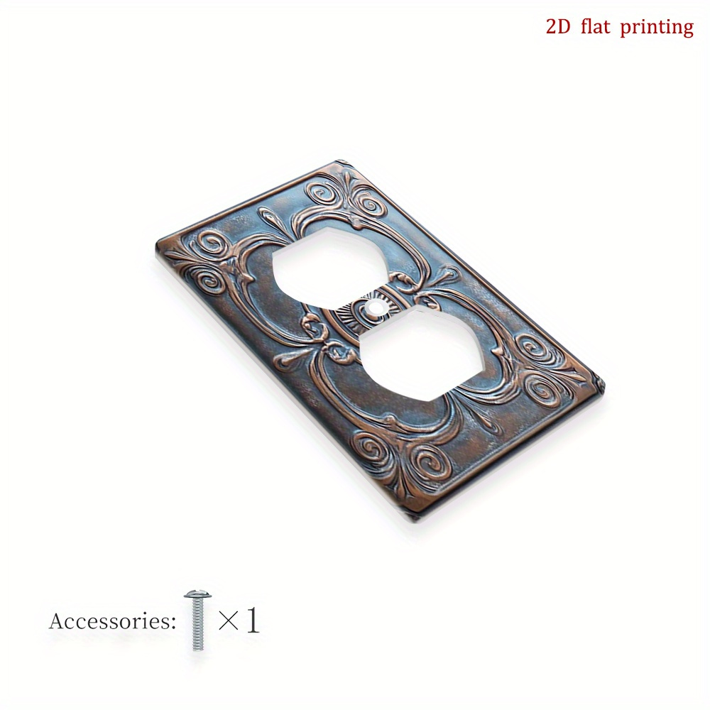 TEMU 1pc 2d Flat Printing Floral Ornate Pattern Light Switch Plates Outlet Covers,decorative Wall Plate Receptacle Decorate Plug Cover,for Bathroom