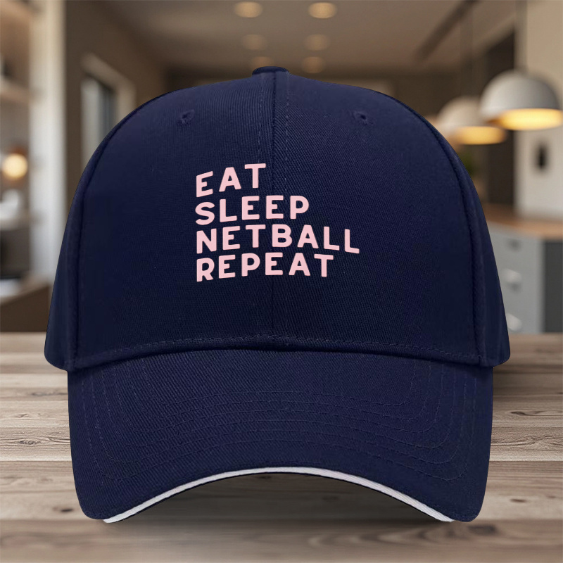 TEMU 1 Item, Adjustable Sandwich Baseball About "eat Netball Repeat", Lightweight Printed Craft Women's Hat, "sports Enthusiast" Men's Sun Hat, Ideal