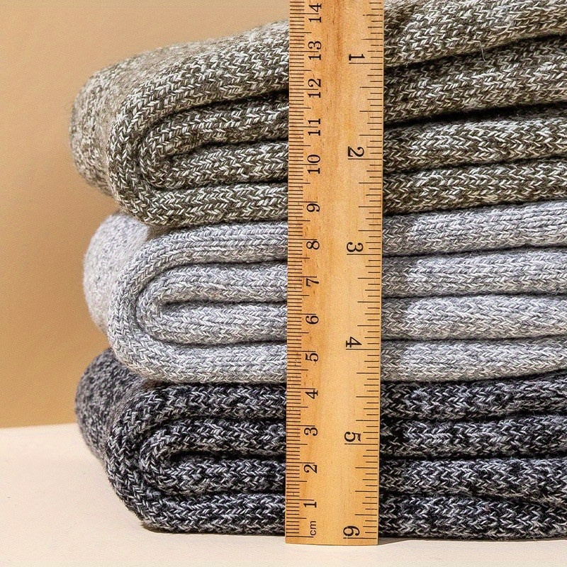5 Pairs Winter Wool Socks, Thick Warm Towel Bottom