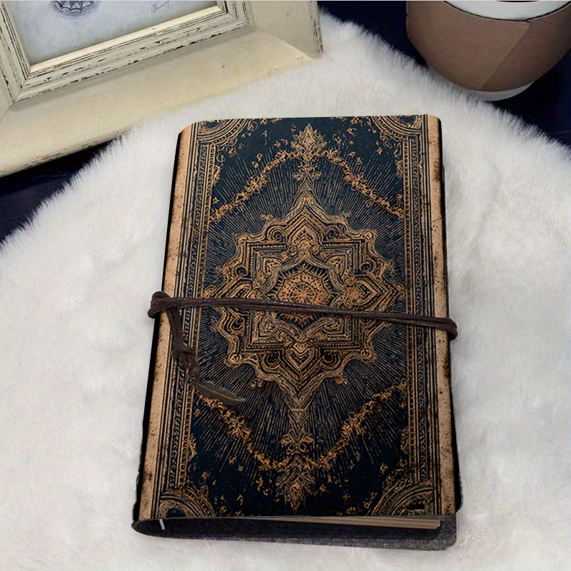 E-shop A6 Notizbuch im Vintage-Stil, handgefertigt, mit 160 Seiten und einem Metall-Ordner, ideal für Büroangestellte, verziert mit einem filigranen