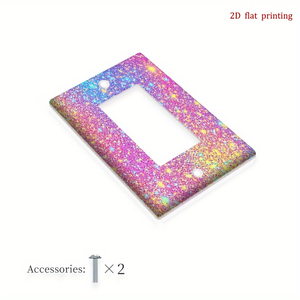 TEMU 1pc Sparkling Glitter Light Switch Plate Cover Compatible For Single/double Switches, Glittery Wall Plate With , Bedroom/bathroom/living Room