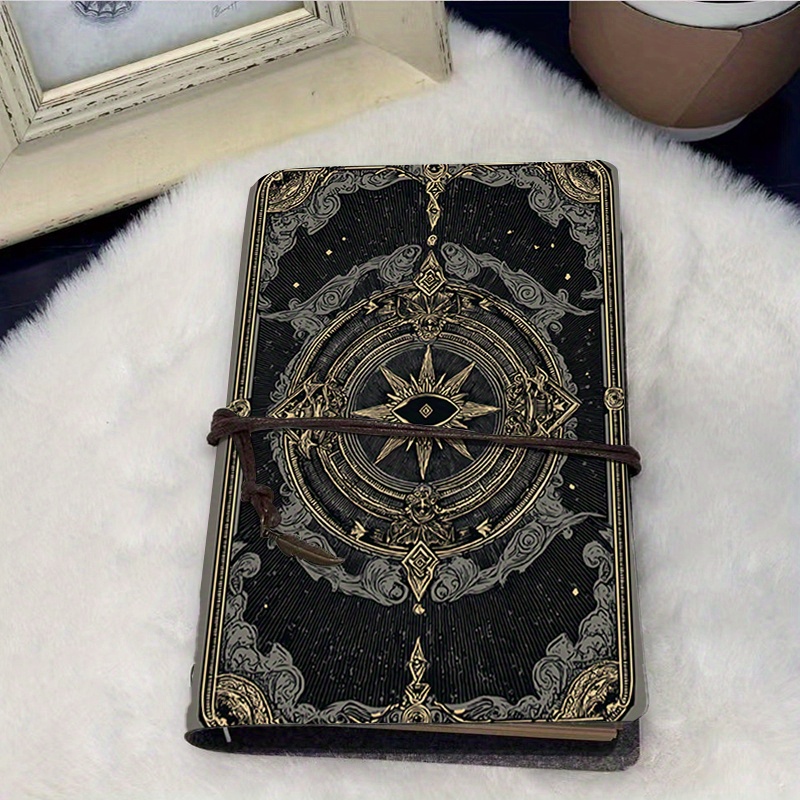 TEMU Carnet A6 Fait Main - 80 Feuilles, Feuilles Mobiles en Métal, Fermeture Vintage avec Pendentif Métallique, Utilisation Quotidienne avec Œil ,