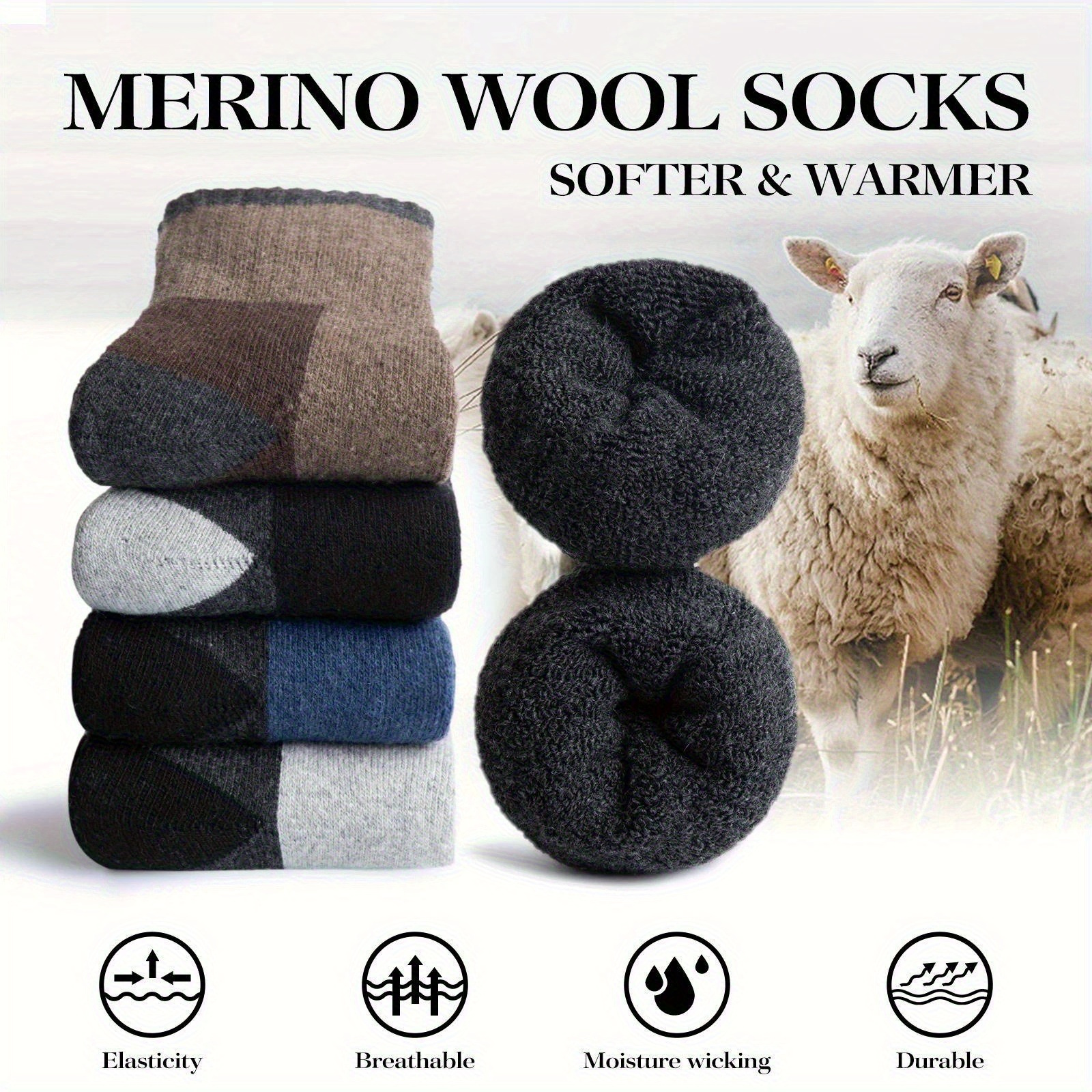 Image of 5 Pairs Socks Autumn Winter Thick Warm Towel Bottom Athletic Style Chunky Socks Women Men Outdoor Long Socks