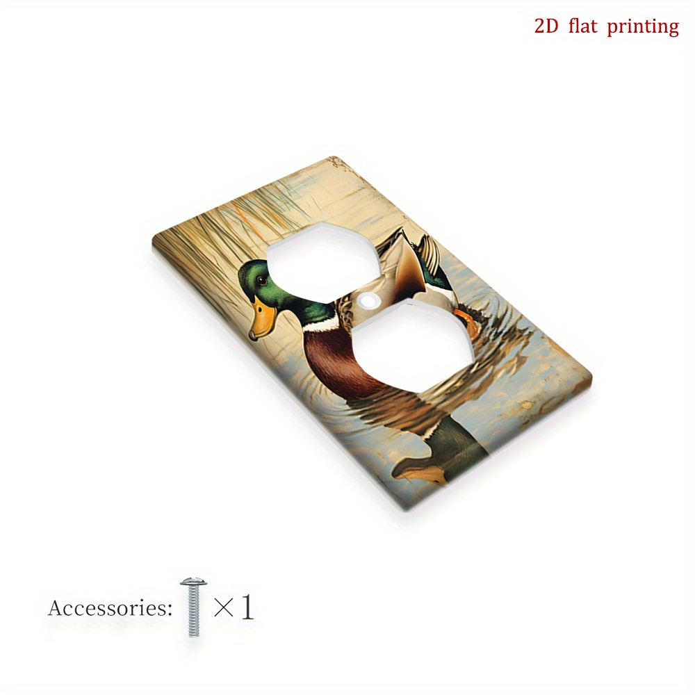 TEMU 1pc 2d Flat Printing Vintage Style Mallard Duck Vintage Wall Plate Cover,for Light Switch Or Outlet With ,indoor Outdoor Bedroom Kitchen Home