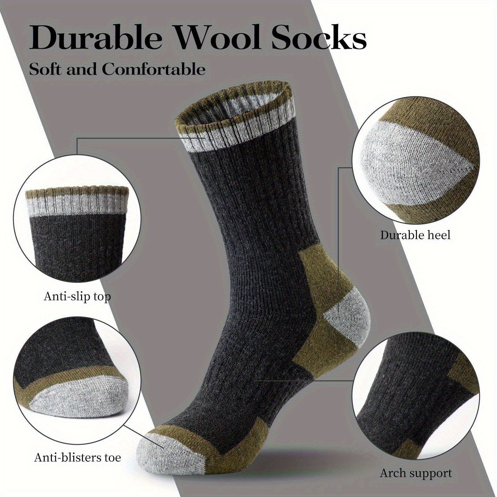 5-Pair Men's/Women's Long Thick Socks, Soft and Warm