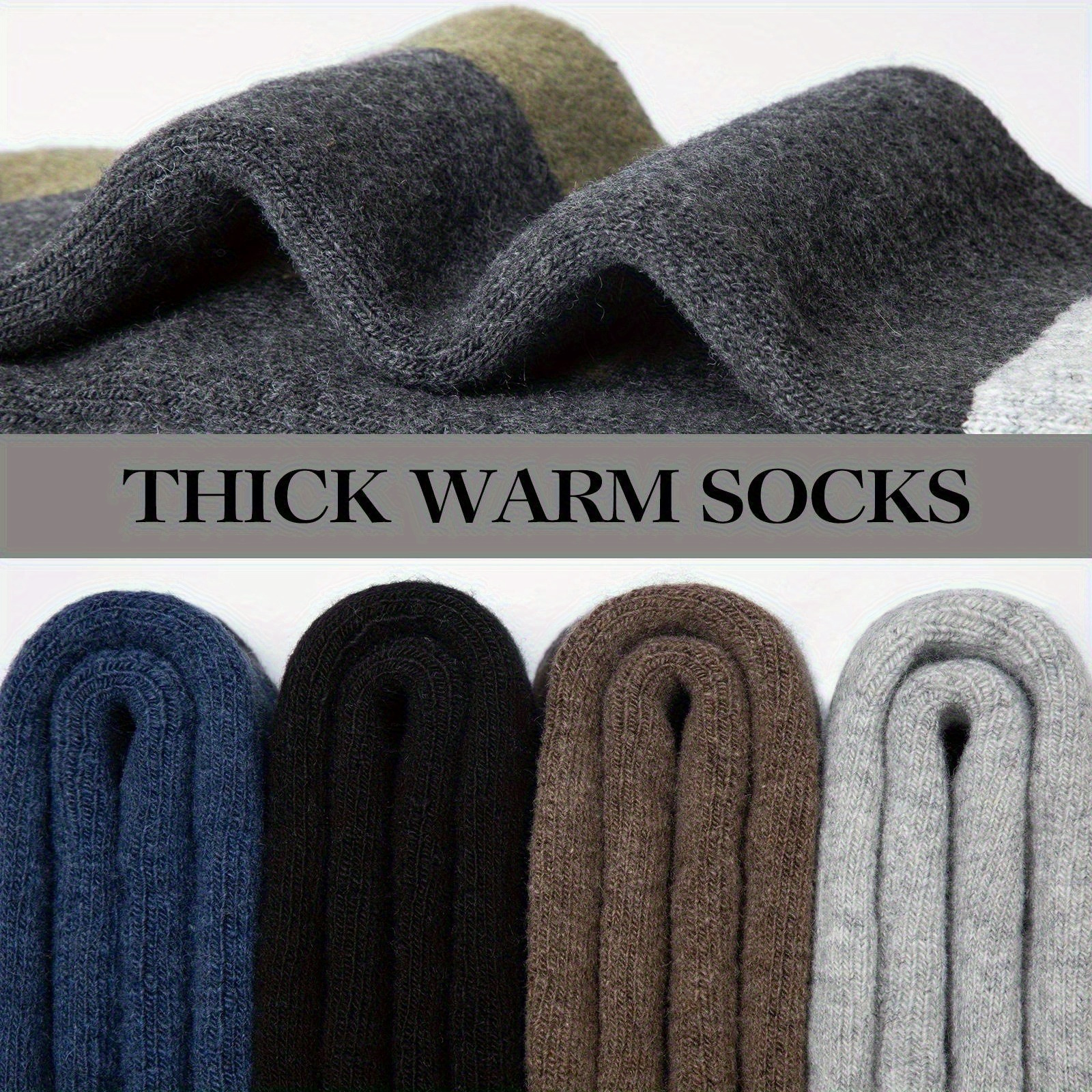 5-Pair Men's/Women's Long Thick Socks, Soft and Warm
