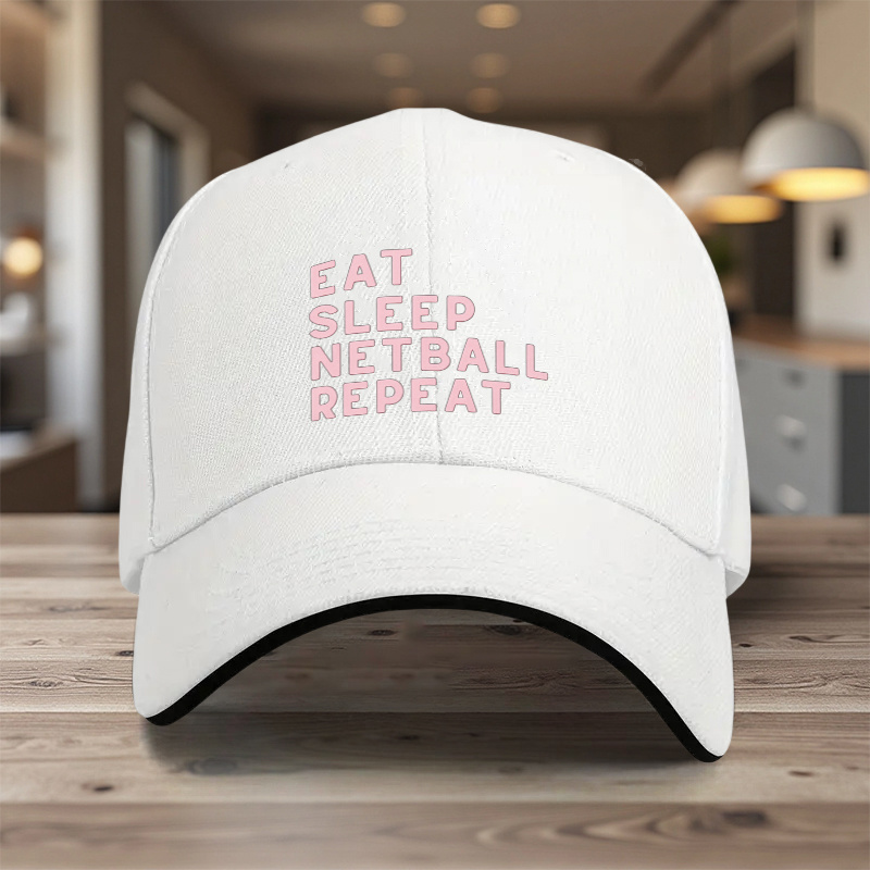 TEMU 1 Item, Adjustable Sandwich Baseball About "eat Netball Repeat", Lightweight Printed Craft Women's Hat, "sports Enthusiast" Men's Sun Hat, Ideal