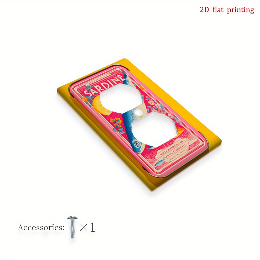 TEMU 1pc Sardine Fish Lemon Flower Switch Cover Plate - Vintage Sardine Can Label Design, European-inspired Single/double Toggle Outlet For Bathroom,