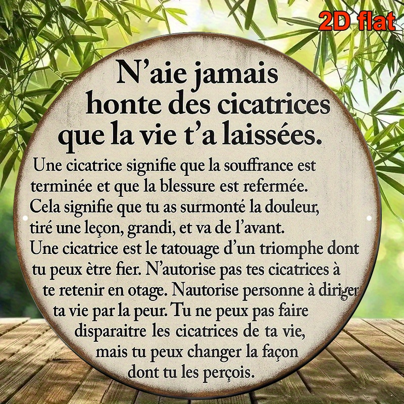 TEMU Plaque décorative vintage avec panneau en aluminium français de 20,32x20,32 cm, avec la « N'ayez des que vous laisse. » Parfaite pour décorer ,