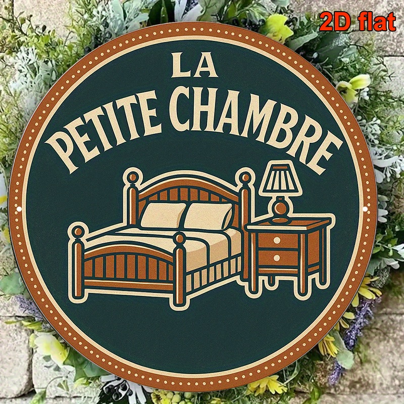 TEMU Plaque ronde française plate 2D en aluminium, 1 pièce, 20,32x20,32cm, plaque décorative vintage pour "", sur le thème de , convient pour décorer