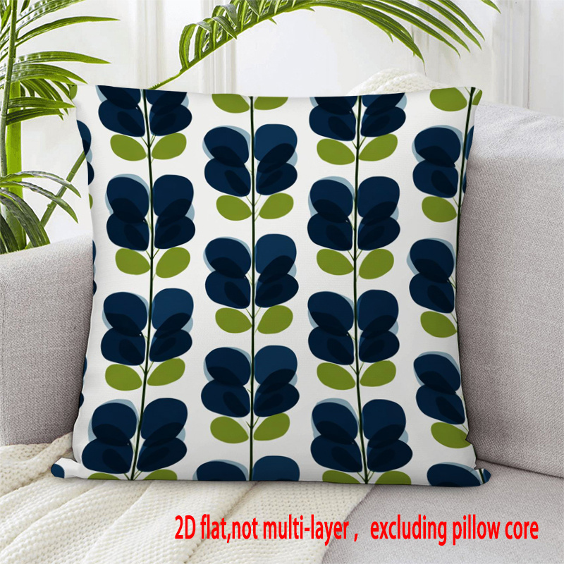 TEMU 1pc 2d Flat Print, Double-sided Pillowcase, Green Leaf Pattern, Suitable For Car, Bed, Sofa, Outdoor, Office Decoration, Etc. Pillow Insert Not