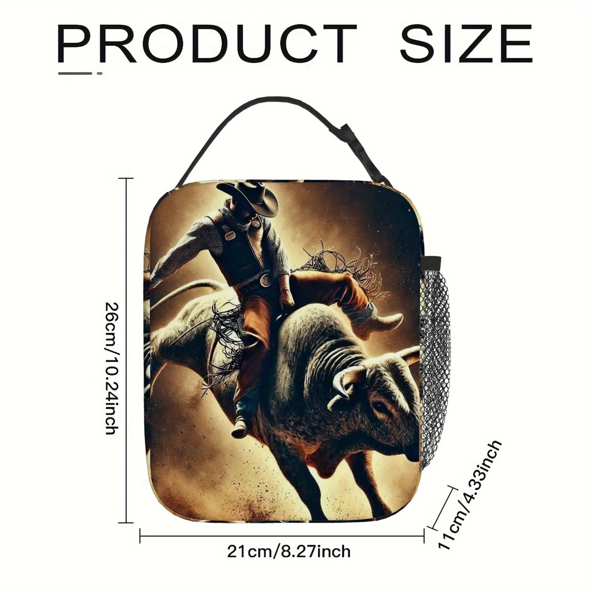 TEMU 1pc, Rodeo Cowboy . Printed Thermal Bag Insulation Bag Insulated Bag, No Food Contact, Suitable For Home, Restaurant, Office, Unisex Portable