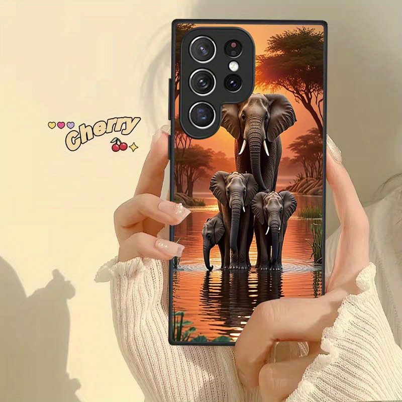 TEMU Phone Case - Waterside Sunset Scene Tempered Glass Phone Case, Suitable For Galaxy S25/s24/s23/s22/s21/s20/note