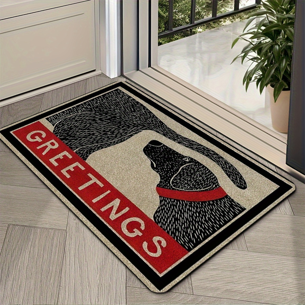 TEMU [product] 1pc Pattern And "greetings" Slogan Home Decor Room Decor Outdoor Decor Machine Washable Easy Clean Lightweight Flannel With Anti-slip