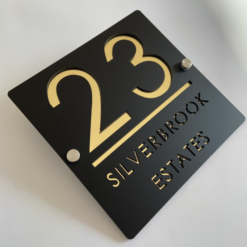 TEMU 2d Flat, 1pc Custom Laser-cut Acrylic Door Panel - Personalized Double-layer Number/name Plate, Ceiling-mounted Entrance Sign, Waterproof & For