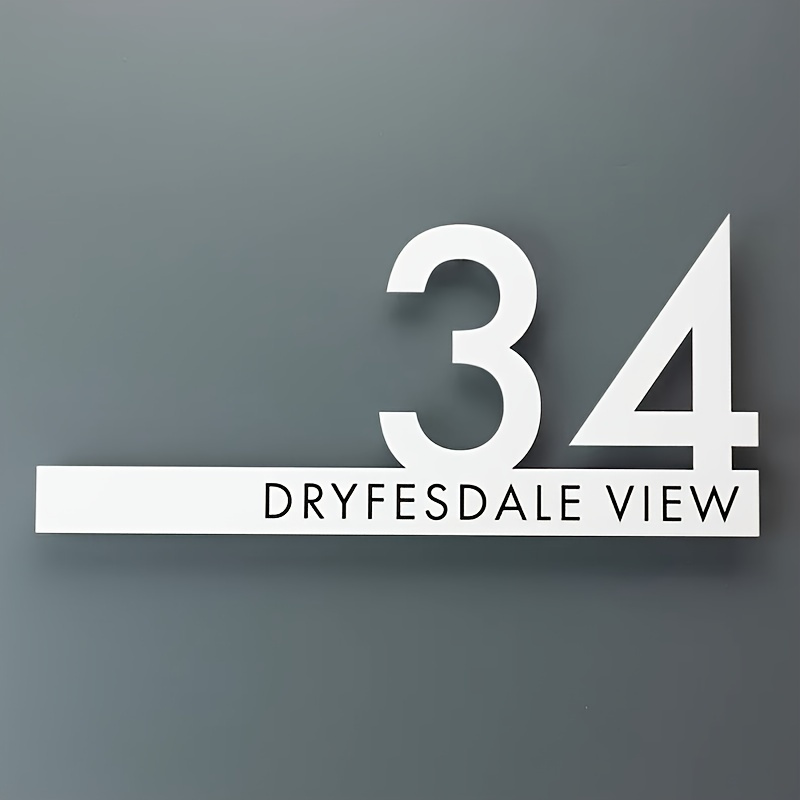 TEMU [25cm Acrylic Address Plaque] Personalized High-end 3d Door Sign - Custom 25cm Acrylic Address Plaque, Wall-mounted Outdoor Address Marker For