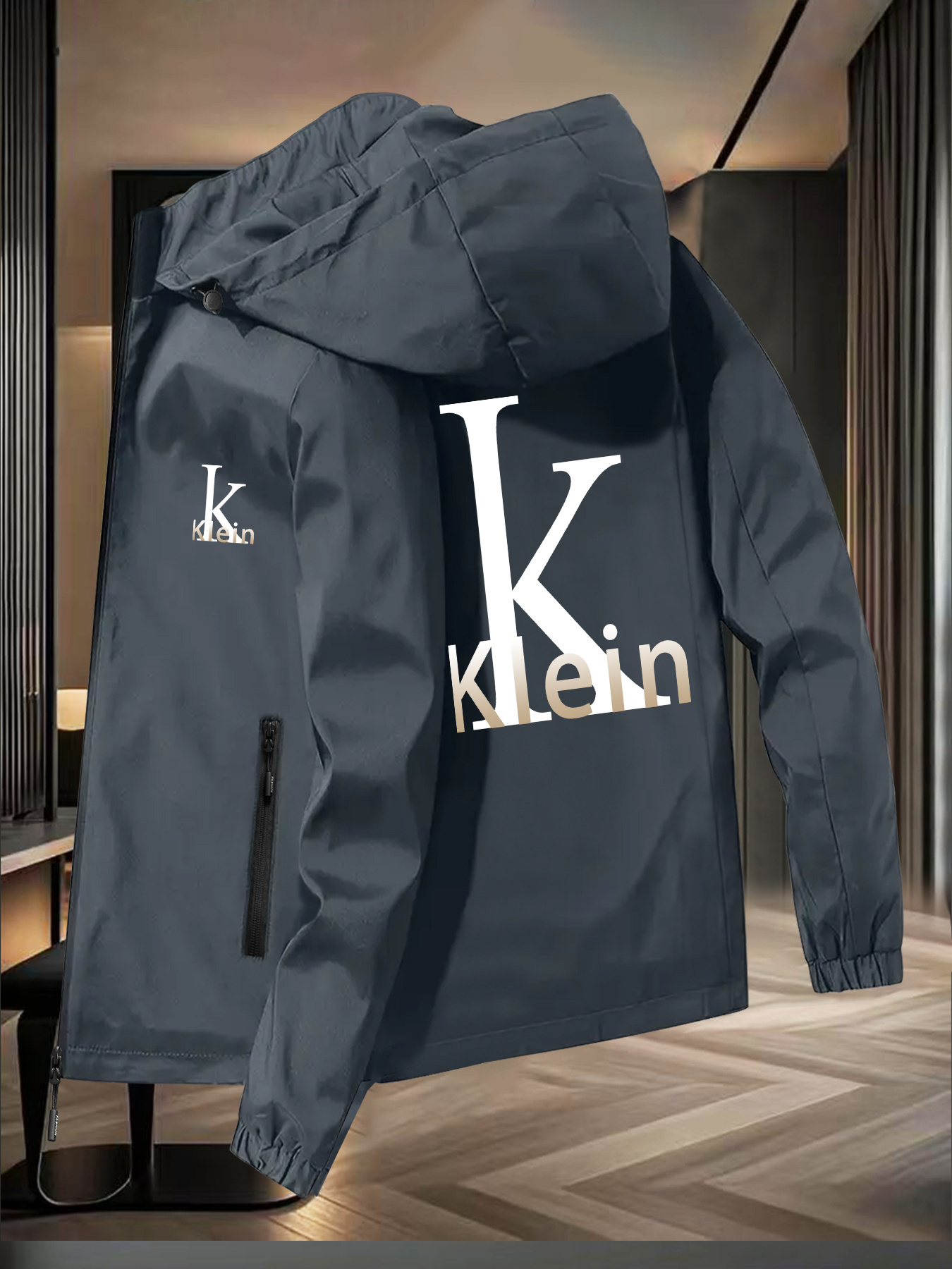 Heren & Dames Winddichte Capuchonjas met Wit Logo