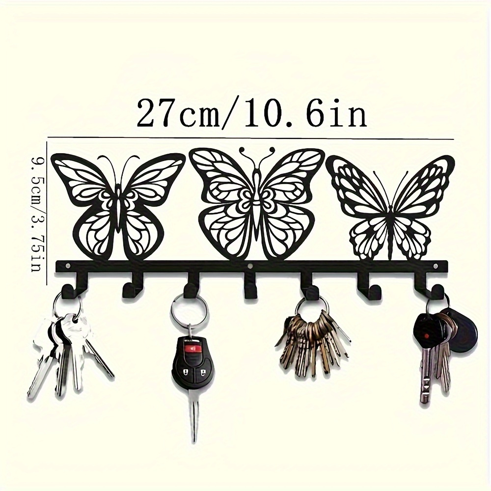 TEMU Modern Metal Keychain - Living Room And Kitchen Wall-mounted Key Hook, Bathroom Storage Hook Is Designed With Advanced Powder Coating