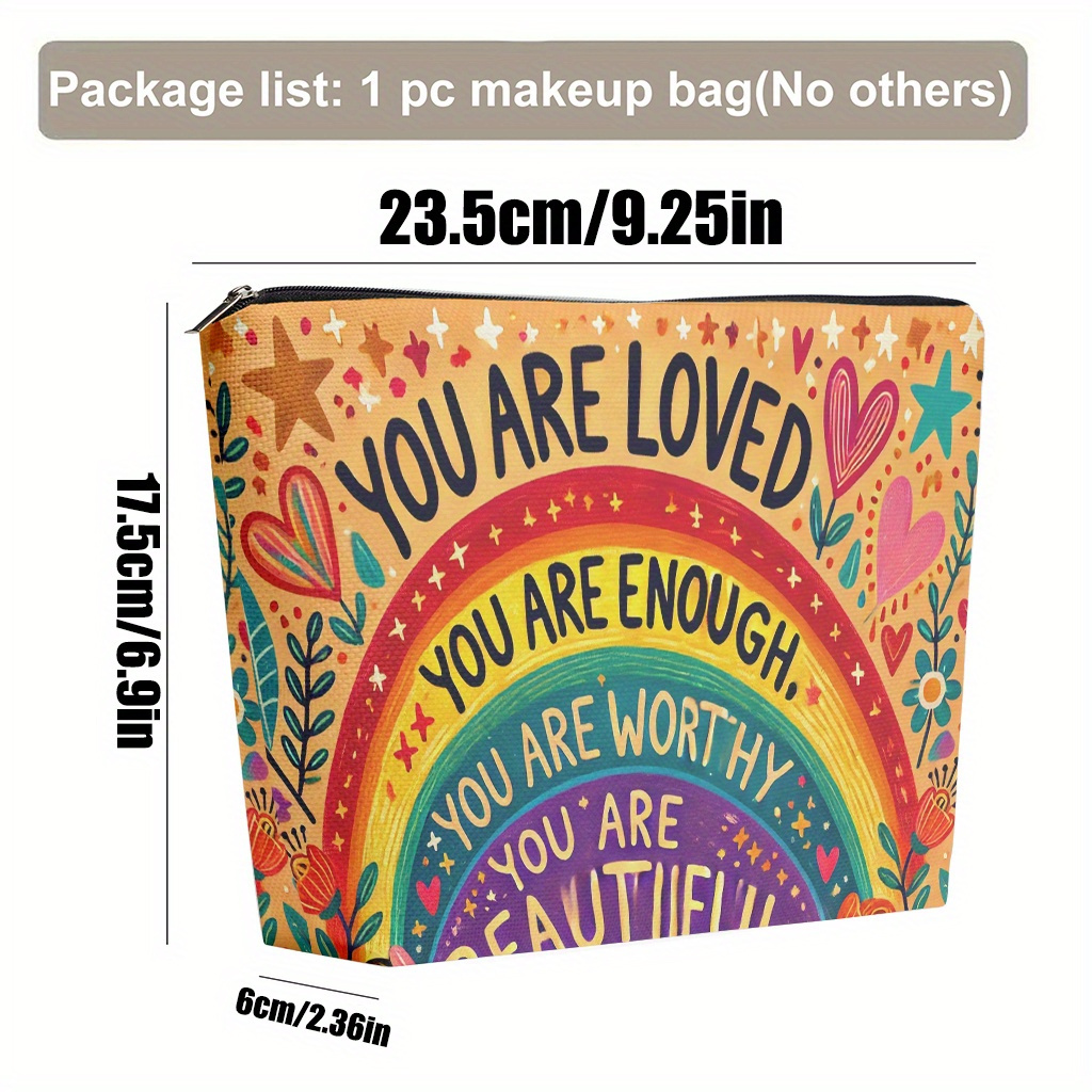 E-shop "Du bist und " Make-up-Tasche aus Leinen - Faltbarer, tragbarer Kosmetik-Organizer mit Reißverschluss, leichte, maschinenwaschbare