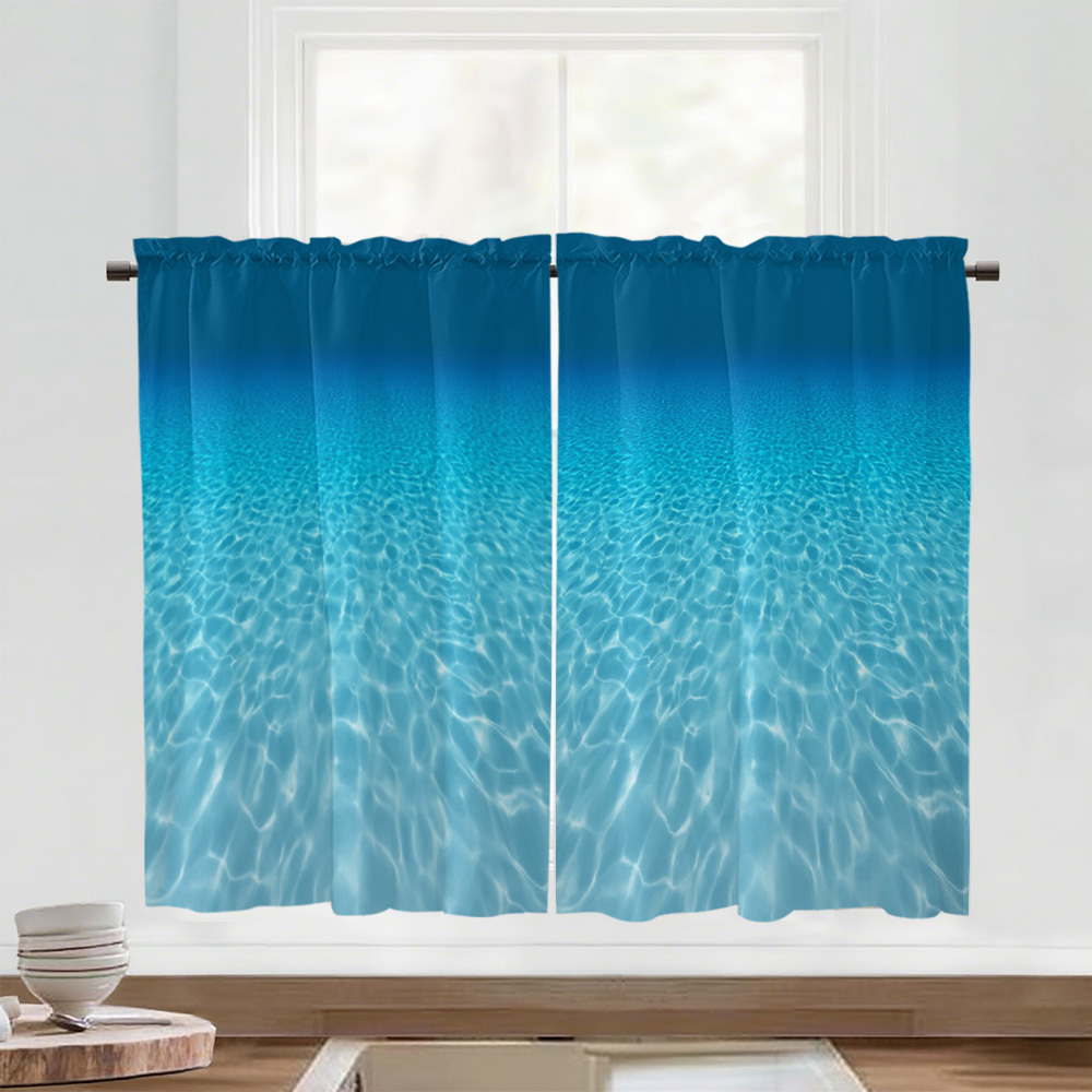 TEMU 2pcs Modern Minimalist Ripple Texture Short Curtains, Bringing A Summer . Good Shading Function, A Decor Item. Rod-type Design, Suitable For