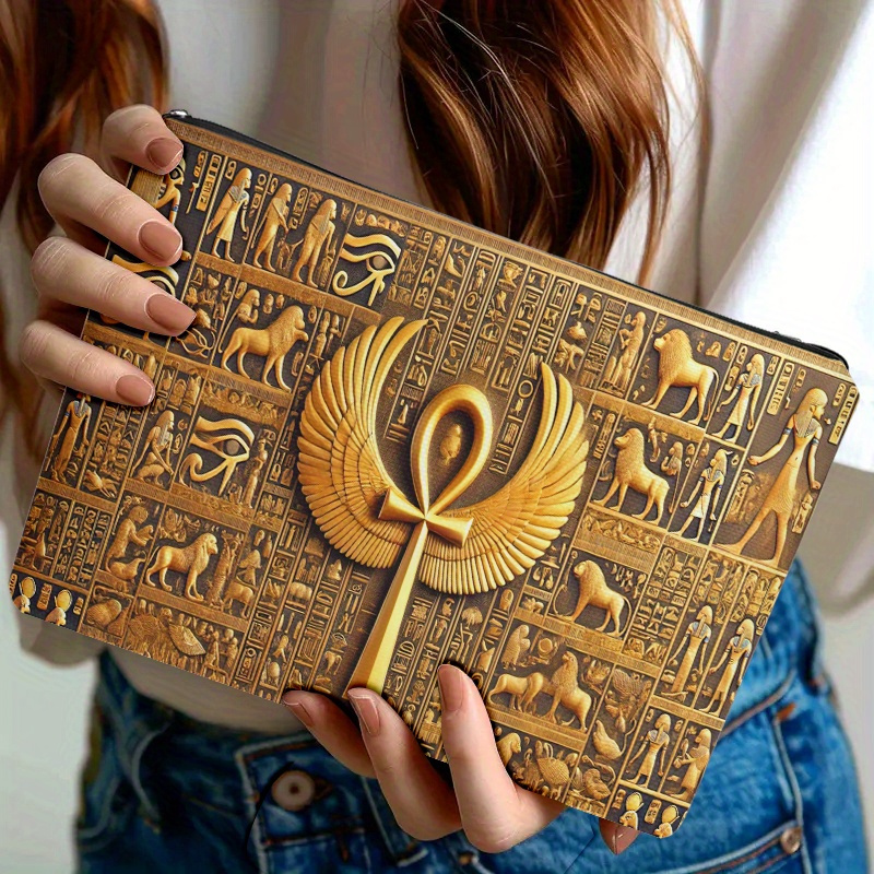 TEMU 1pc Cosmetic Pouch Featuring Artwork, This Women's Zippered Toiletry Bag Has Double-sided Printing. It's Travel And Everyday Use, With A Zipper