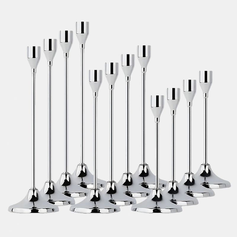 E-shop 12-teiliges Set Einzelkopf-Metall-Kerzenhalter für Weihnachten, Halloween-Tischdeko, romantische Abendessen-Fotoprops, Hochzeitsjubiläum &