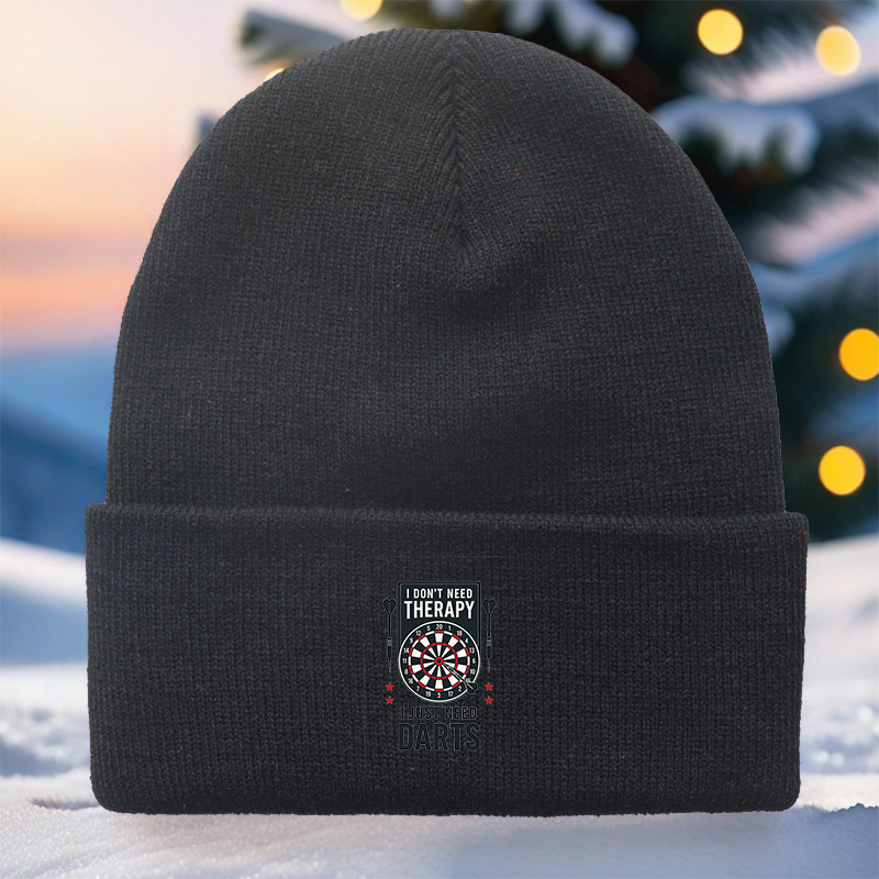 TEMU 1 Stück, Strickmütze mit Aufdruck „'T NEED DARTS“, geeignet für Herbst- Winterkomfort, ein lässiges Feiertagsgeschenk, tägliches Accessoire,