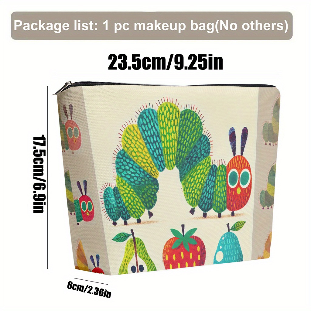 TEMU 【商品名】リンゴ、ナシ、イチゴを食べるカメムシが描かれたメイクアップバッグ。持ち運び可能、折りたたみ可能、付き、軽量、洗濯機で洗える。友人、クリスマス、誕生日、デーに最適。