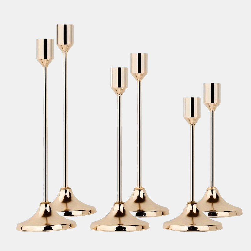 E-shop 6-teiliges elegantes Gusseisen-Kerzenständer-Set mit einzelnem Stiel – Metall-Tischdekoration für Kerzenlicht-Dinner, Weihnachten, Halloween,