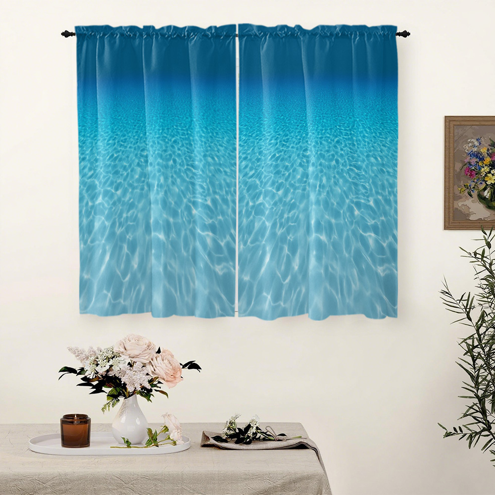 TEMU 2pcs Modern Minimalist Ripple Texture Short Curtains, Bringing A Summer . Good Shading Function, A Decor Item. Rod-type Design, Suitable For