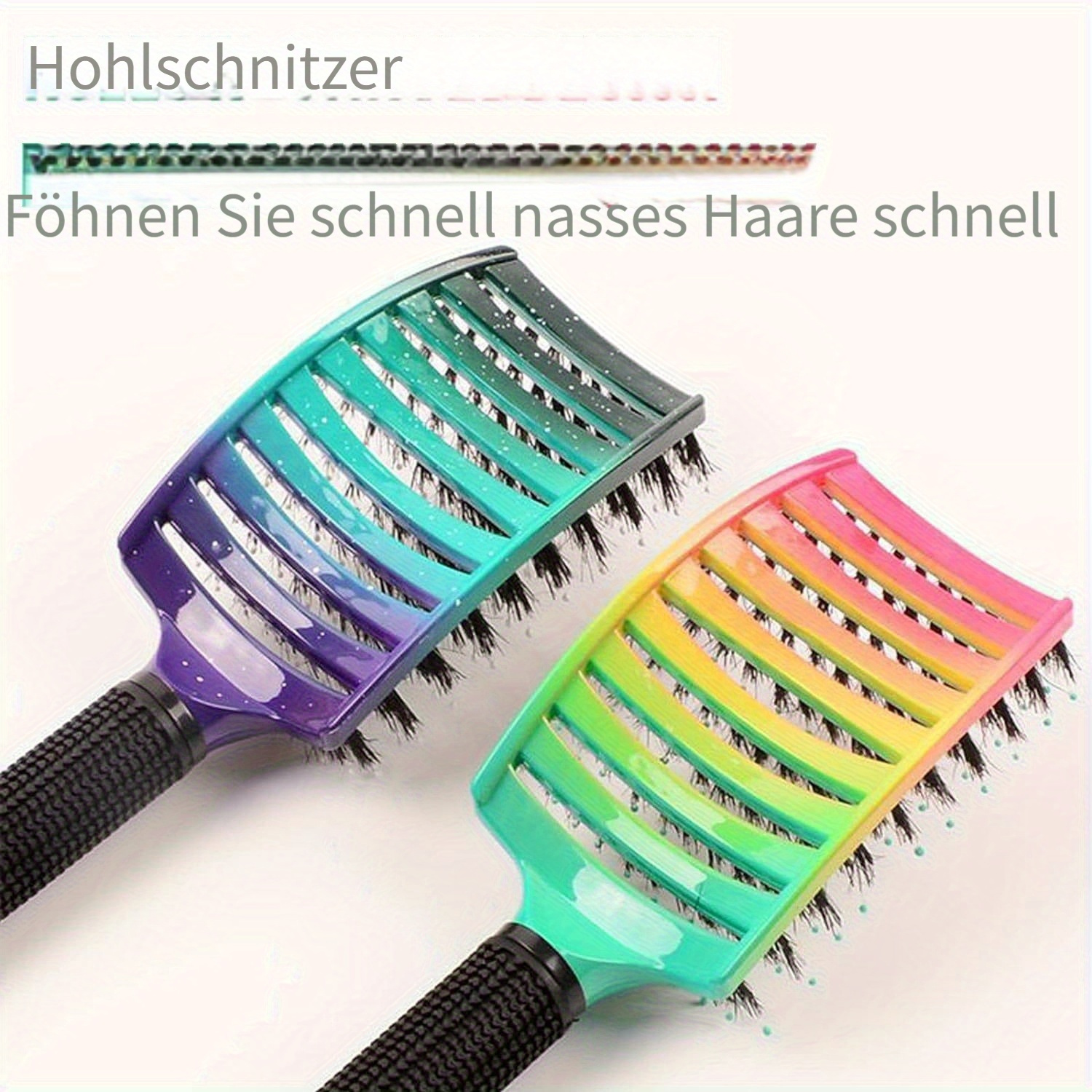 2 stück entwirrbürste mit borsten, entwirrbürste, entwirrbürste mit borsten, flexibler entwirrkamm, entwirrkamm für frauen, entwirrung, massage-hohlkamm - hochzeits- / muttertagsgeschenke, zufällige griffstile