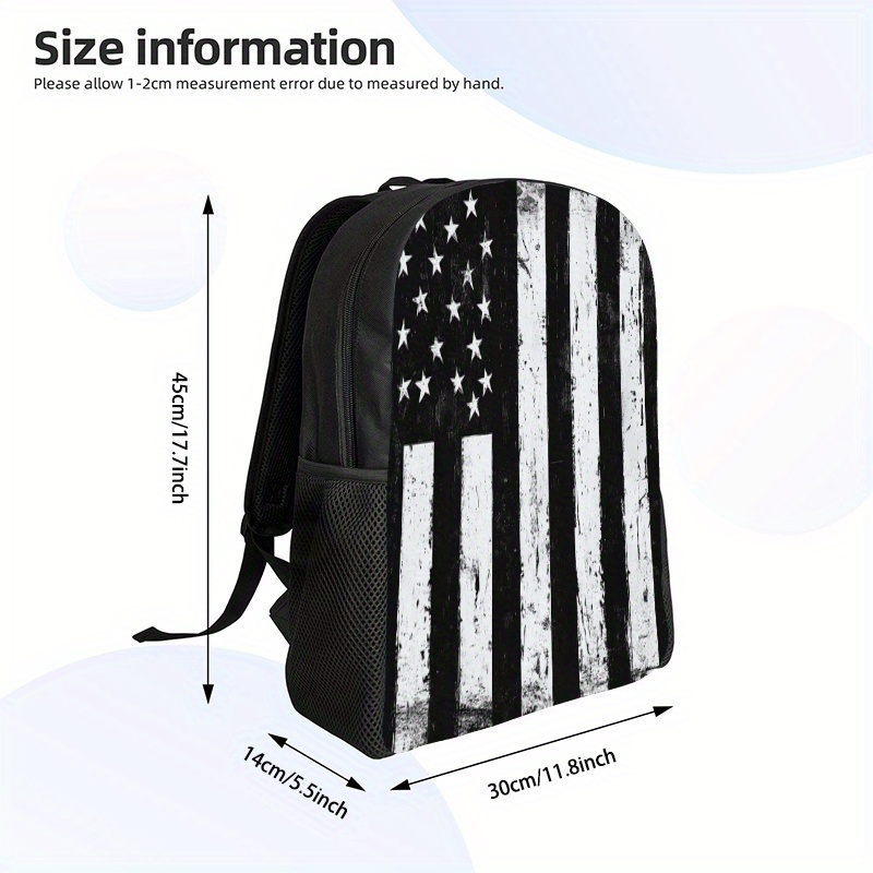 TEMU Vintage American Flag Backpack & Laptop Computer Bag - Lightweight Casual Ip- With Stars & Stripes Print, Travel Bag Suitable For Daily ,, 2d