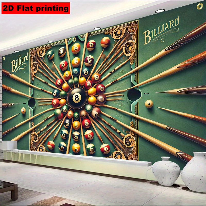 1pc large billiard table with pool cues numbered balls heavy duty polyester fabric suitable for christmas game room outdoor party decorations   with ribbon no electricity 2d flat
