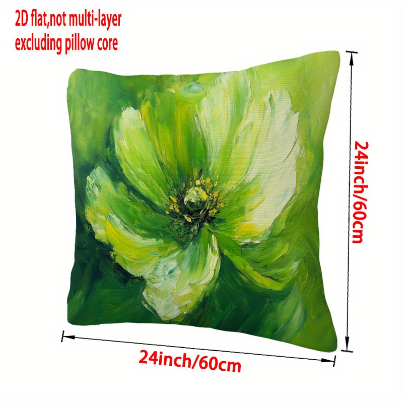 TEMU 1pc Double-sided Decorative Pillow Cover With Large Floral Print - Lime-green Olive-yellow Botanical Case, Zipper Closure, Machine Washable