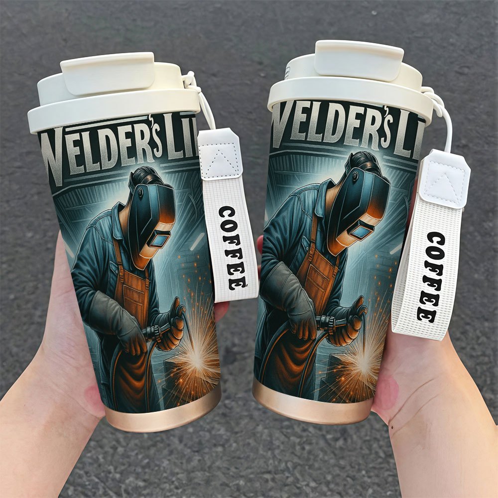 1pc welders   cup mug heavy duty stainless steel tumbler with design leak proof   for welders workplace cup ideal birthday retirement present for professionals 18oz tools theme handle durable portable   coffee or tea welder themed design with helmet equipment artwork fathers day coffee mug fathers day gift   mug cup mugs coffee mugs fall cups and mugs cups