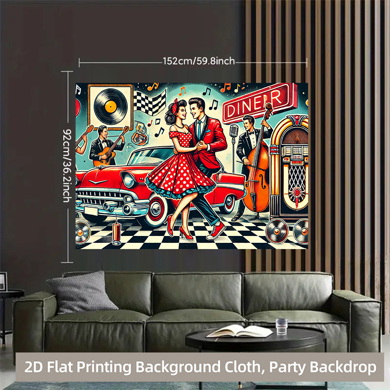 TEMU 2d Flat, 2d Flat Printing Backdrop Banner 1pc, Classic Band Backdrop Banner, Durable Fabric For Photography, Live Streaming, Weddings Parties,
