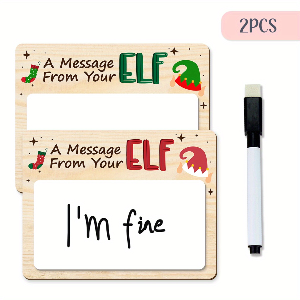 TEMU [2d Flat] [2d Flat] Set Of 2 Wooden And Acrylic Message Boards With A Dry Erase Pen, Christmas Decorations Or As A Thanksgiving Gift, Featuring