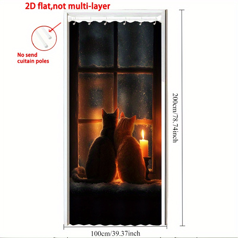 TEMU Thermal Door Curtain Compatible For Living Room, Bedroom, Bathroom - Solid Color Fabric With Hooks Included, Hand Washable For Privacy, For &